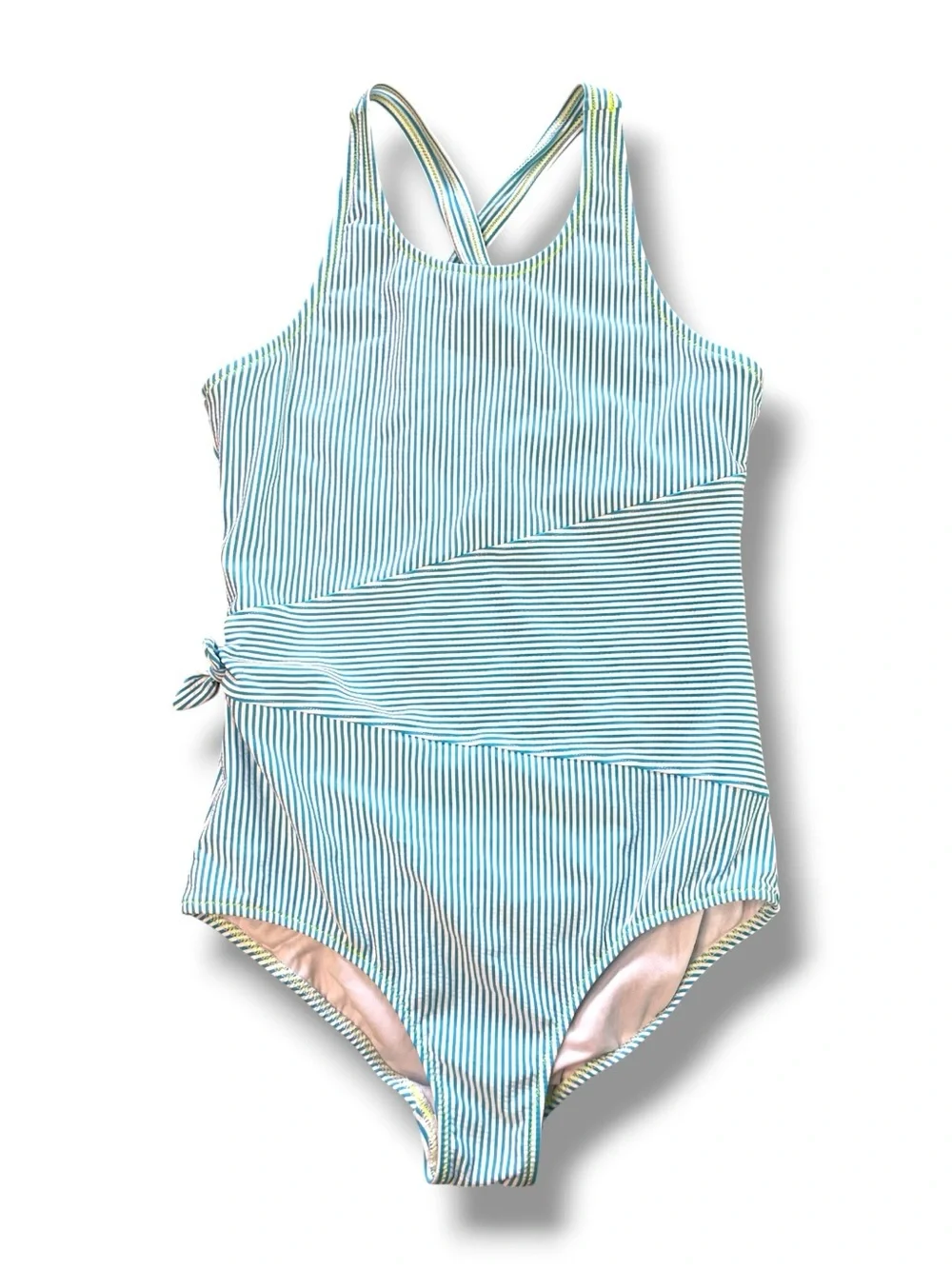 Coastal One Piece Swimsuit Lands End Striped Blue White Nautical Swimwear